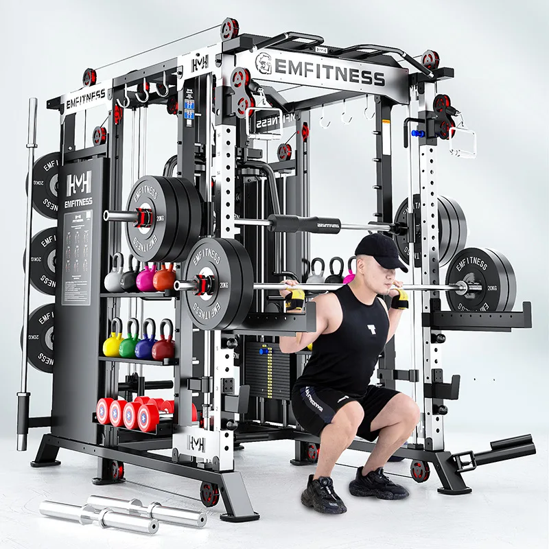 Gantry Fitness Equipment Commercial Smith Machine Comprehensive Trainer Household Multifunctional Bird Squat Bench Press Rack