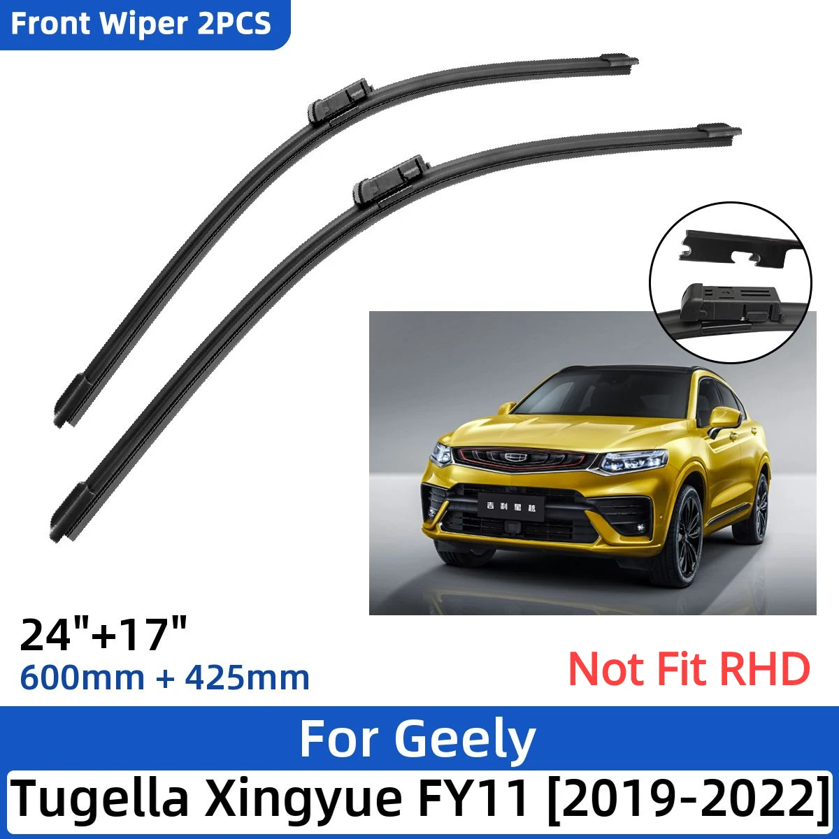 

2PCS For Geely Tugella Xingyue FY11 2019-2022 24"+17" Front Wiper Blades Windshield Windscreen Window Cutter Accessories 2022