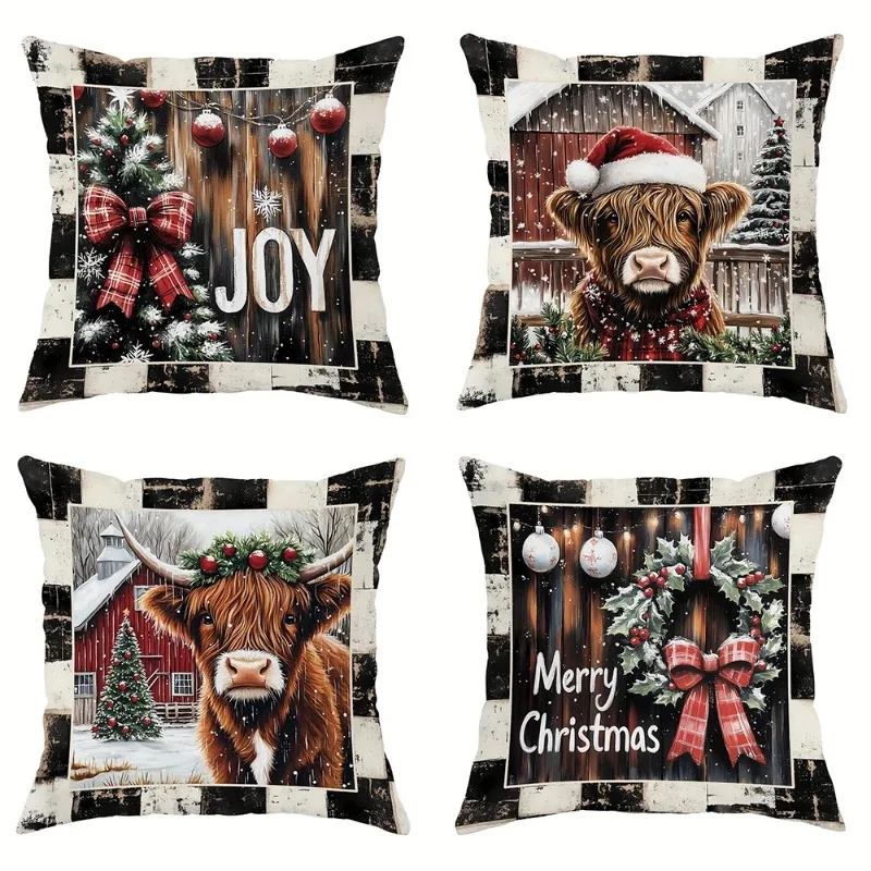 Christmas decoration pillowcase Merry Christmas New Year Gift Farmhouse Country Style decoration Pillow Cover Sofa cushion Cover