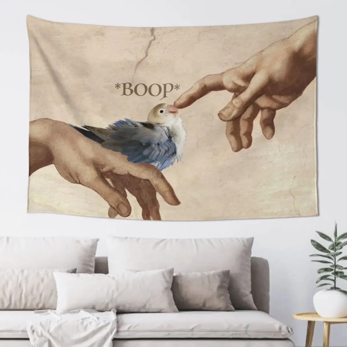 

God and Bird - Jester the Lovebird BOOP Tapestry Decor Home Outdoor Decoration Tapestry