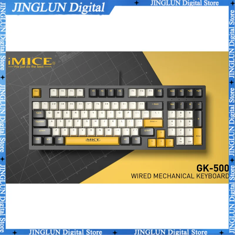 IMICE GK500 Wired Mechanical Keyboard Support Windows/Mac Quick Switch Type-C Wired Gaming Office Home Keyboard Ergonomic 97 Key