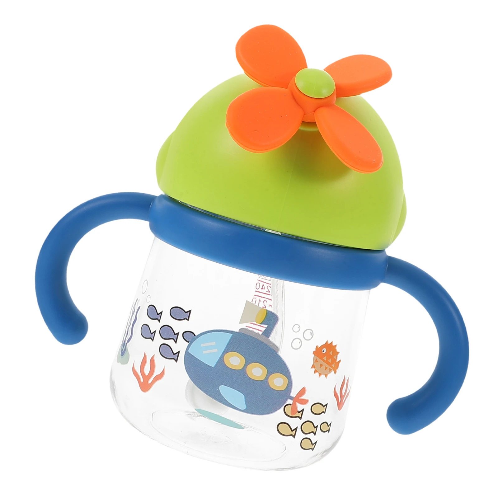 

Baby Sippy Cup Straws Childlike Drinking Water Navy Blue Kids Toddler Leak Proof Straw Cups Detachable Design Suitable
