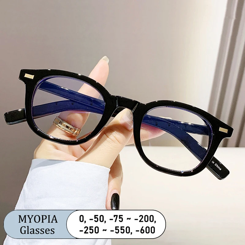 

New Fashion Brand Design Ladies Acetate Square Frame Anti Blue Light Prescription Custom Myopia Glasses Photochromic 0 to -600
