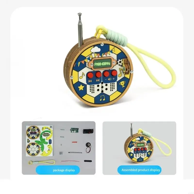 DIY Soccer-Themed Radio Kits with Wood-Board Enclosure, Circuit Board, Speaker and Controls for Guided Family or Science 24BB