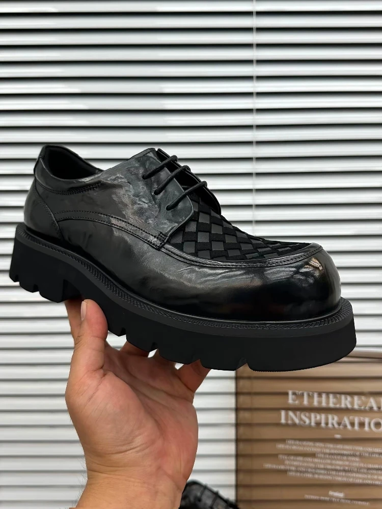 

Comfortable Casual Men's Shoes Premium Quality Leather Fashionable Trendy Slip-On Business Casual round Toe Flat Heel Rubber ...