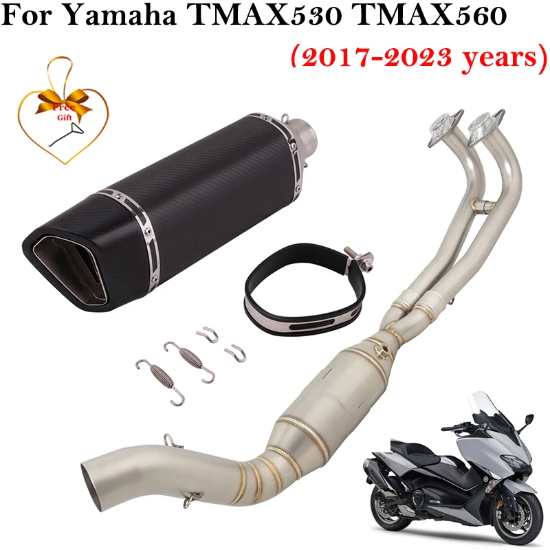 

For Yamaha TMAX 530 560 500 TMAX530 2017 - 2023 Motorcycle Exhaust Escape Modify Front Middle Link Carbon Fiber Pipe Muffler