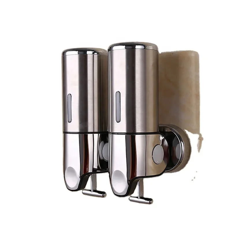 Kitchen Hotel Double-head Shampoo & Soap Dispenser Liquid Soap Holder Wall Mount Lavatory bathroom Shower Accessories