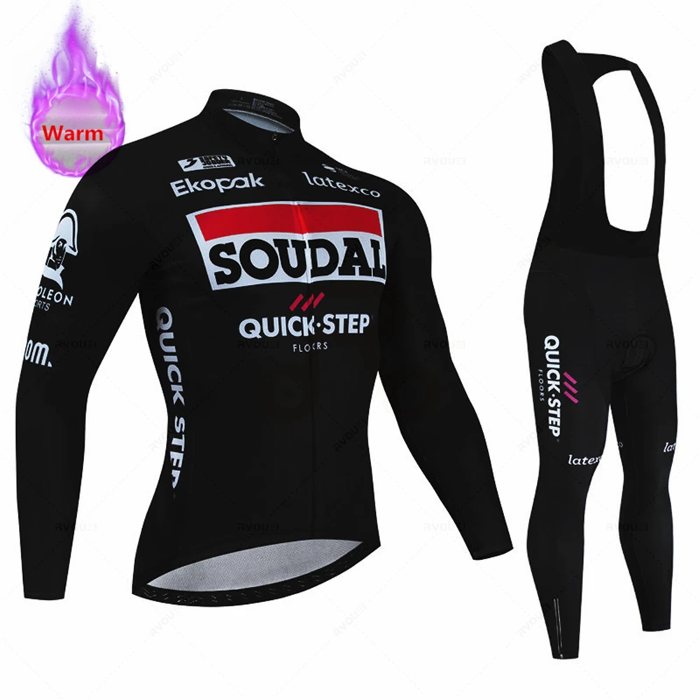 Soudal Quick Step 2023 Winter Cycling Jersey Thermal Fleece Bicycle Clothing MTB Bicicleta Set Ropa Ciclismo Triathlon Bike Suit