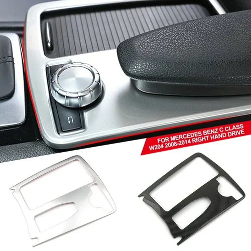 Pegatina Interior de acero inoxidable para coche, soporte para vasos, Panel decorativo, embellecedor para Mercedes Benz Clase C W204 2008-2014 RHD