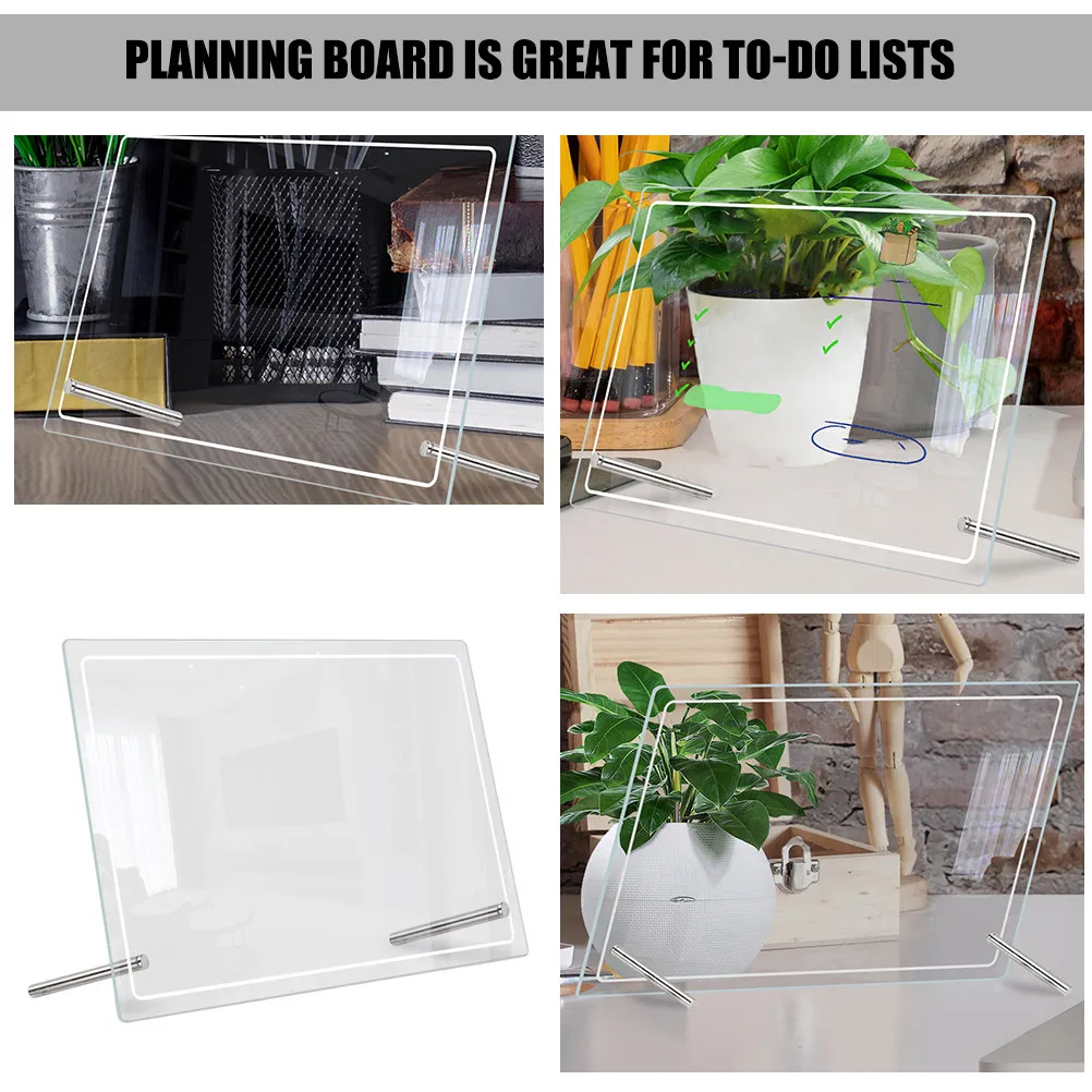 1Set Desktop Memo Board Acrylic Dry Erase Whiteboard Multi Function Writable Office Planner Note Board for to Do List Scheduling