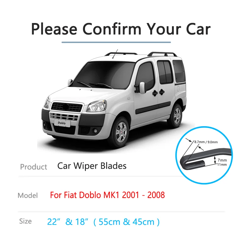 For FIAT Doblo MK1 2001 2002 2003 2004 2005 2006 2007 2008 Front Wiper Blades Window Cleaning Windscreen Cleaning Car Accessorie