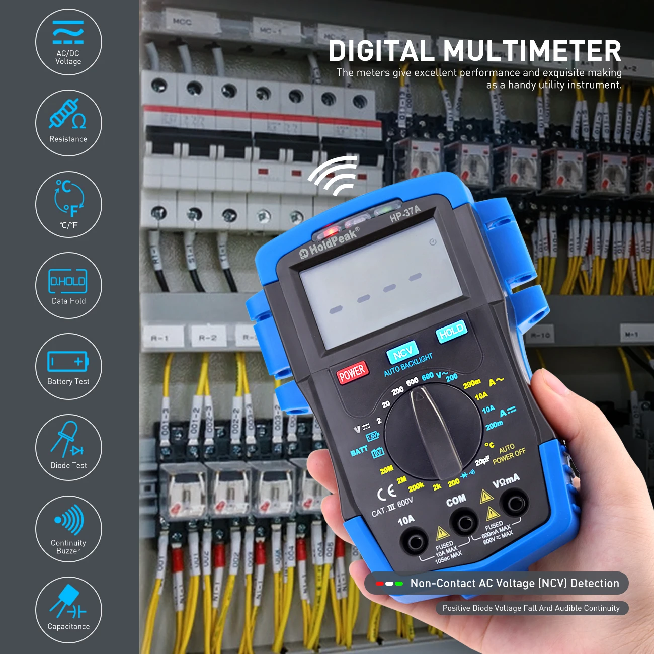 Portable Digital Multimeter AC/DC Voltmeter Ammeter Ohmmeter Temperature Meter for DIY Electrical Testing And Battery Assessment