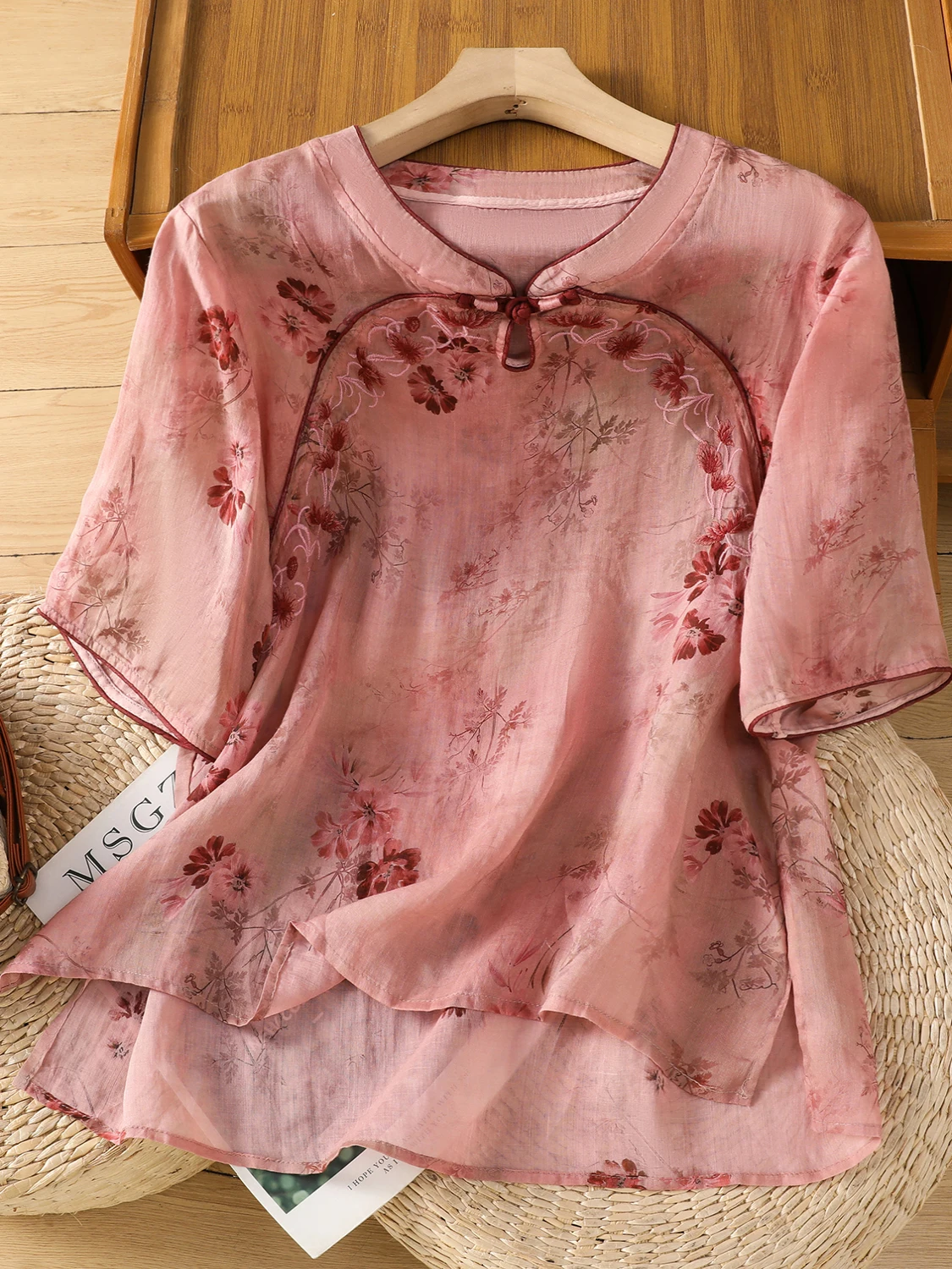 Letni zestaw damski 2025: luźny krój, bawełna i len, haftowany top i spodnie, modny komplet dwuczęściowy, odzież plus size.