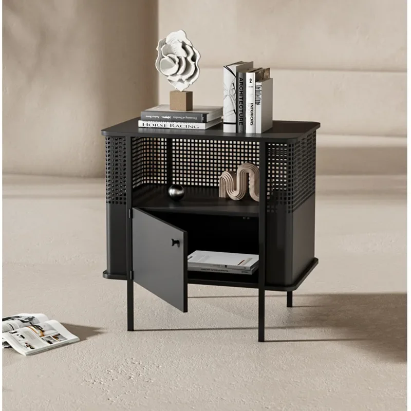 

Nordic Modern Bedside Table Living Room Creative Storage Cabinet Iron Craft Hollow Coffee Table Bedroom Multilayer Night Table