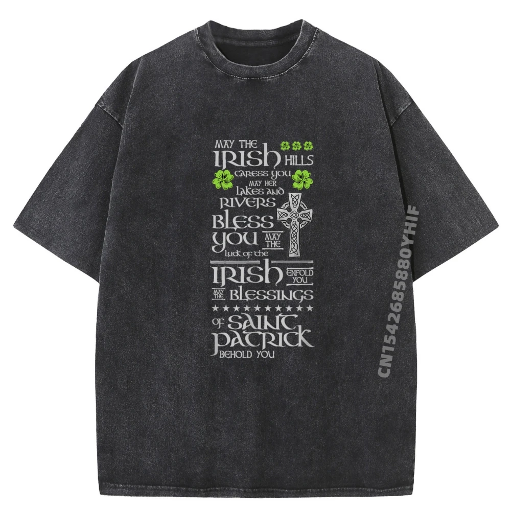 

День Святого Патрика, забавная ирландская поговорка, дизайнерская футболка с ирландским благословением, футболки с графическим рисунком, мужская стираная одежда высокого качества
