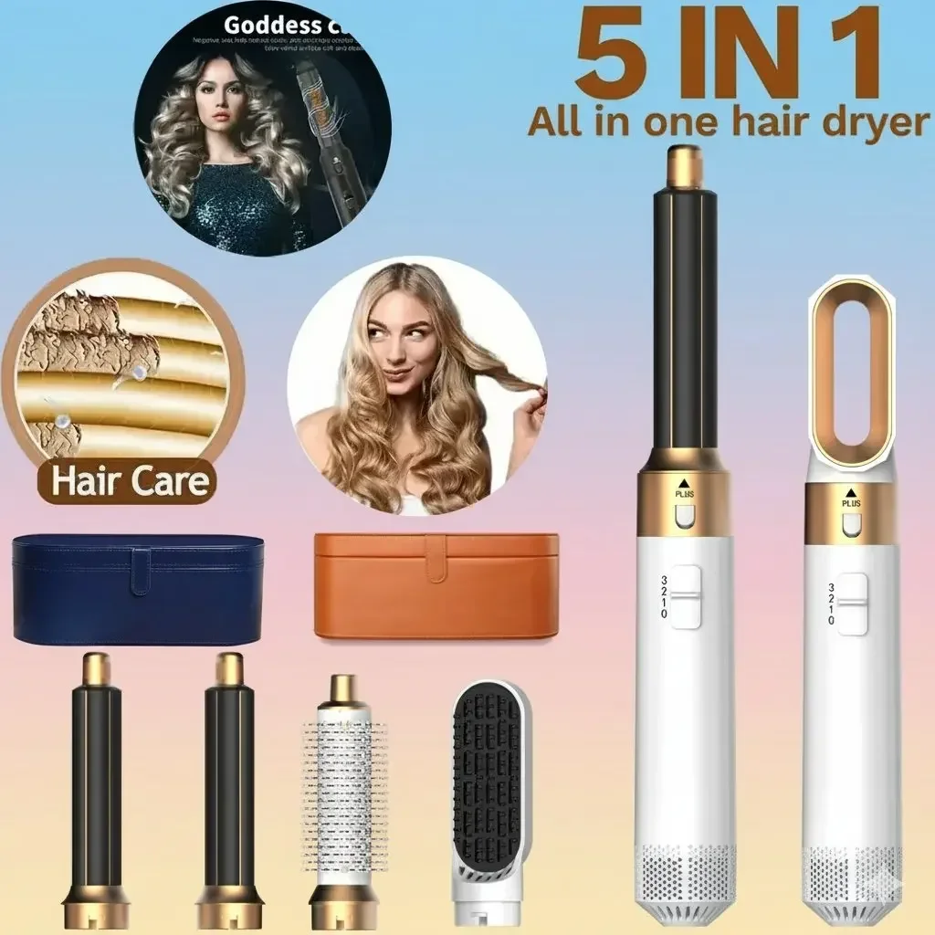 5-in-1-Haartrockner-Bürste und Styler-Set, professioneller Heißluftkamm, Lockenstab, Haarglätter für Volumen und Styling