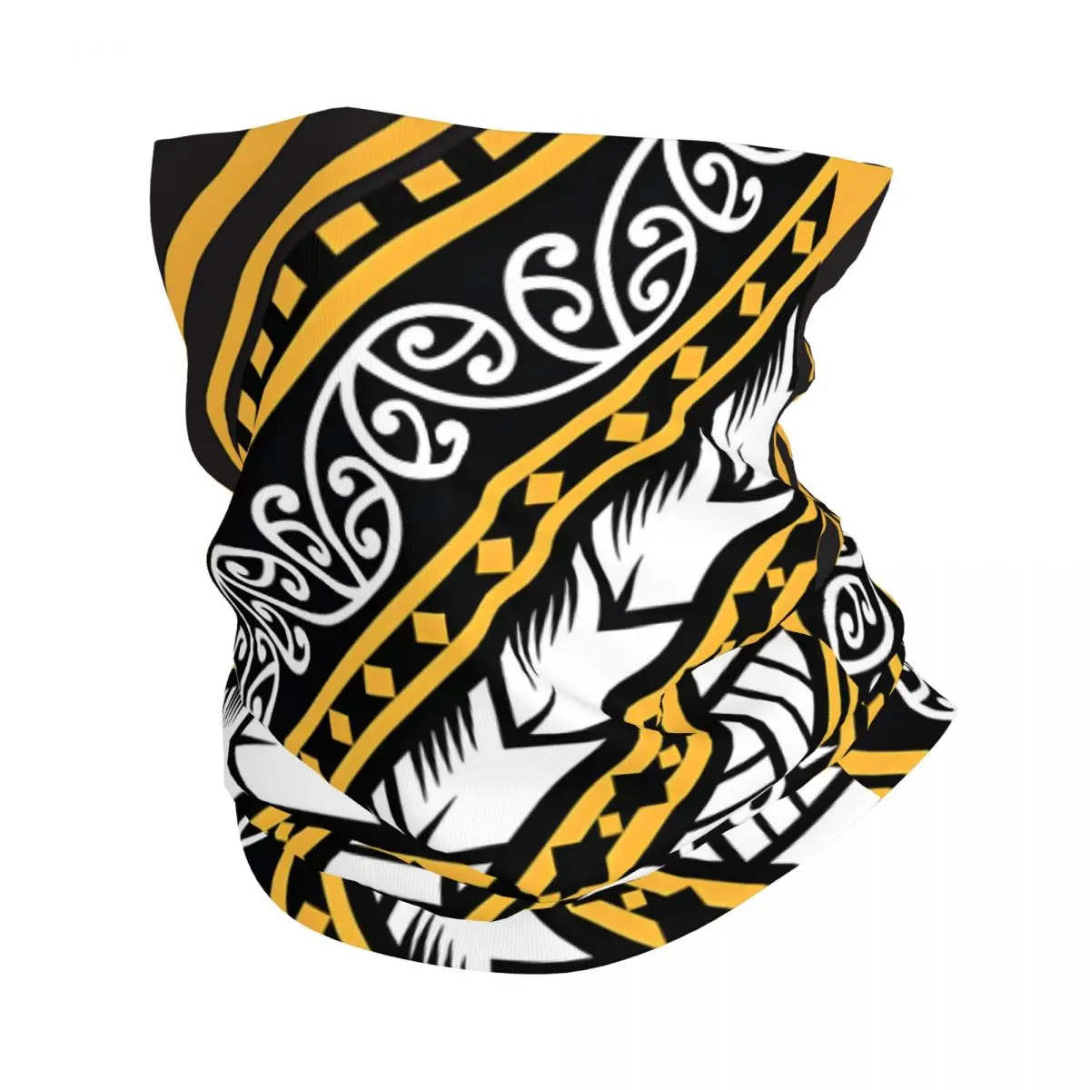 Traditionally Yellow Black Maori Headband Neck Warmer Men Ski Running Tube Scarf Medical Nurse Face Bandana Gaiter