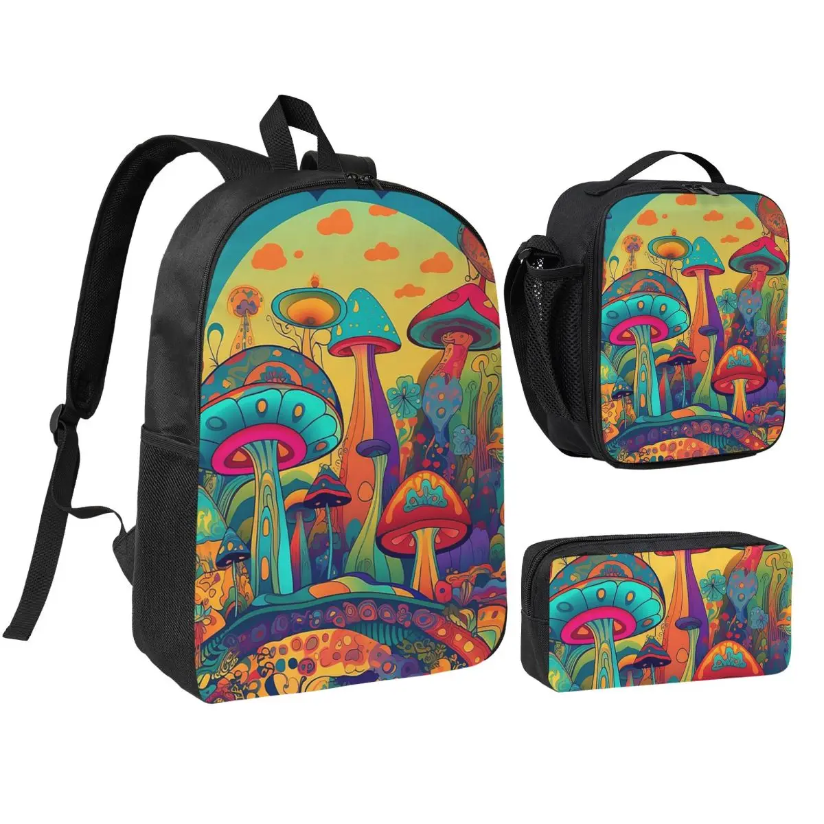 

Other Trippy Mushroom Backpack Student BookBag School Bag Shoulder Bags 3ps Insulated Lunch Bag Pencil Case