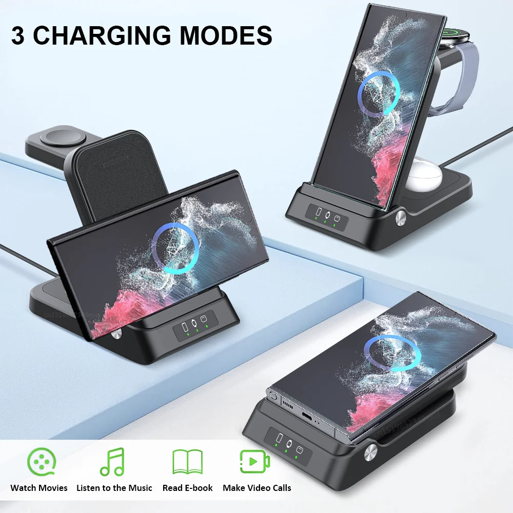 Wireless Charger for Samsung 3 in 1 Qi Fast Charging Station for Samsung Galaxy Watch 5 Pro 4 S23 S22 Ultra Portable Charger