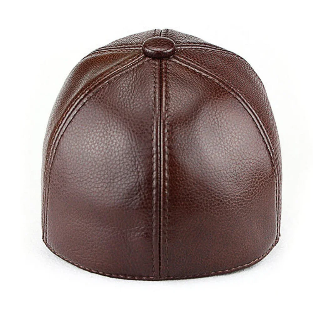 Genuine Cowhide Fitted Full Closed Cap Hat Top Layer of Leather  Bill New Trucker Men Dad Elder Baseball Snapback Sun Visor Era