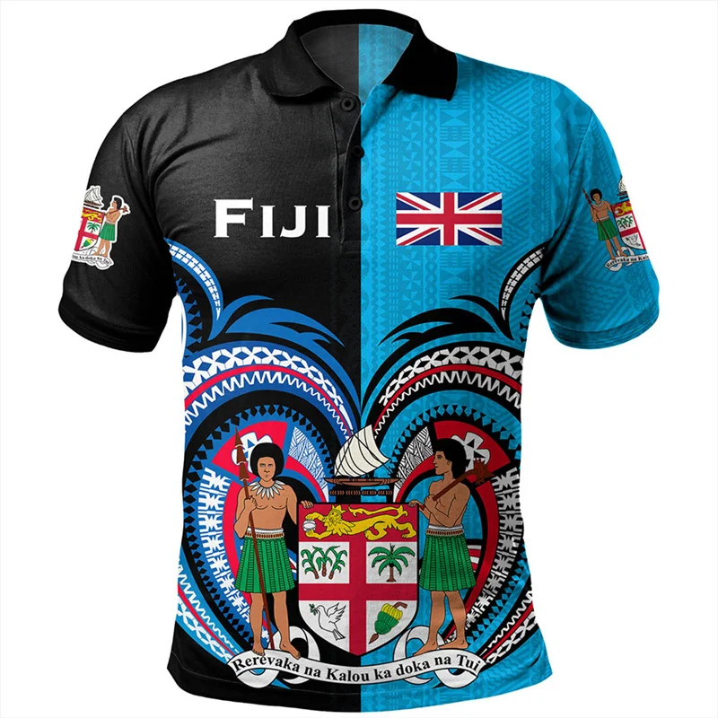 Summer 3D FijiRugby Fiji Pride Printed Polo Shirt For Men Happy Fiji Day Graphic Polo Shirts Kid Fashion Vintage Cool Polos Top