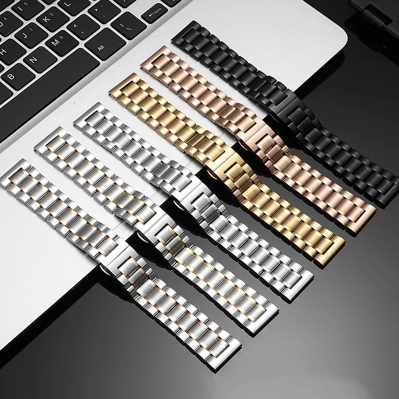 Big Size Stainless Steel Strap Folding Buckle Metal Watch Band 12/13/14/15/16/17/18/19/20/21/22/23/24mm Curved End Bracelet Belt