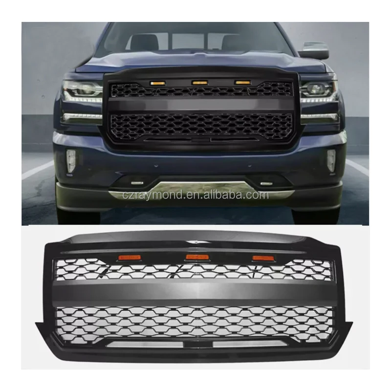 

Modified Car Black Front Bumper Grill with Led Light For Chevy Silverado1500 2014 2015 2016 2017 2018