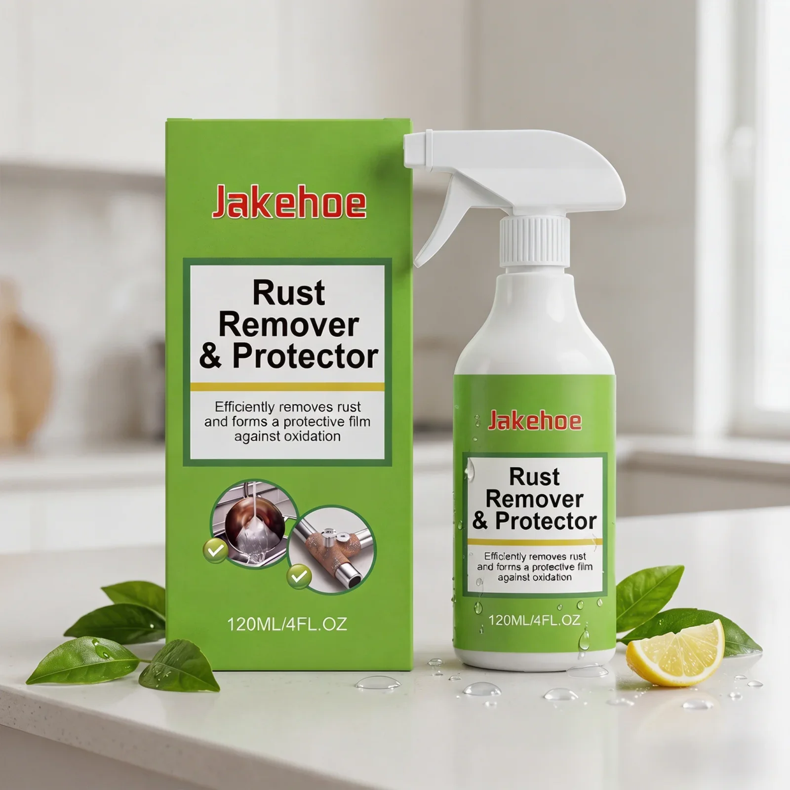Jakehoe 2 in 1 Rust Removal Spray Rust Stain Cleaner for Cookware Stainless Steel Pipes Paint Surface Household Cleaning Spray