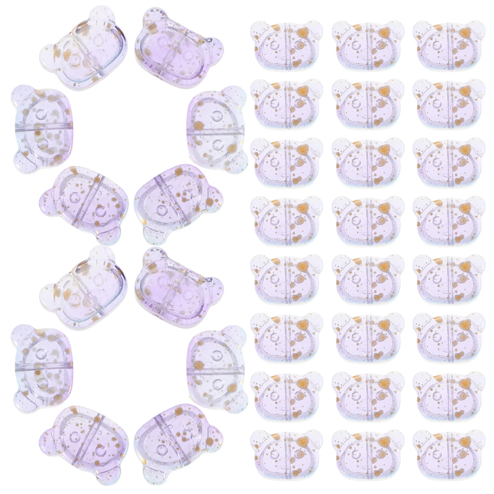 

100Pcs Glass Bear Beads Durable Spacer Beads for DIY Jewelry Bracelet Necklace Earrings Hair Ties Craft DIY Supplies