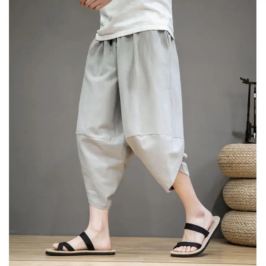 Loose Men's Wide Leg Pants Casual Harlan Style plus Size Trendy Seven-Foot Shorts Comfortable Loose Fit Spring Seasonal Wear