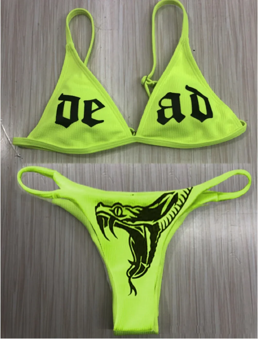 

Women Sexy Pattern Print Bikini Sleeveless Sling Bras Briefs Swimsuit Two-pieces Set Triangle Bikini Sets Brazilian Micro Bikini