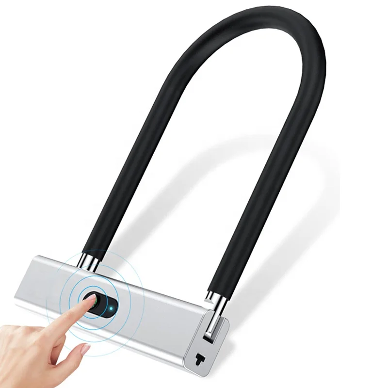 Hot Sale Smart Fingerprint Glass Door Lock Electronic Lock Hook Padlock USB Charging U Lock Bicycle Bicycle