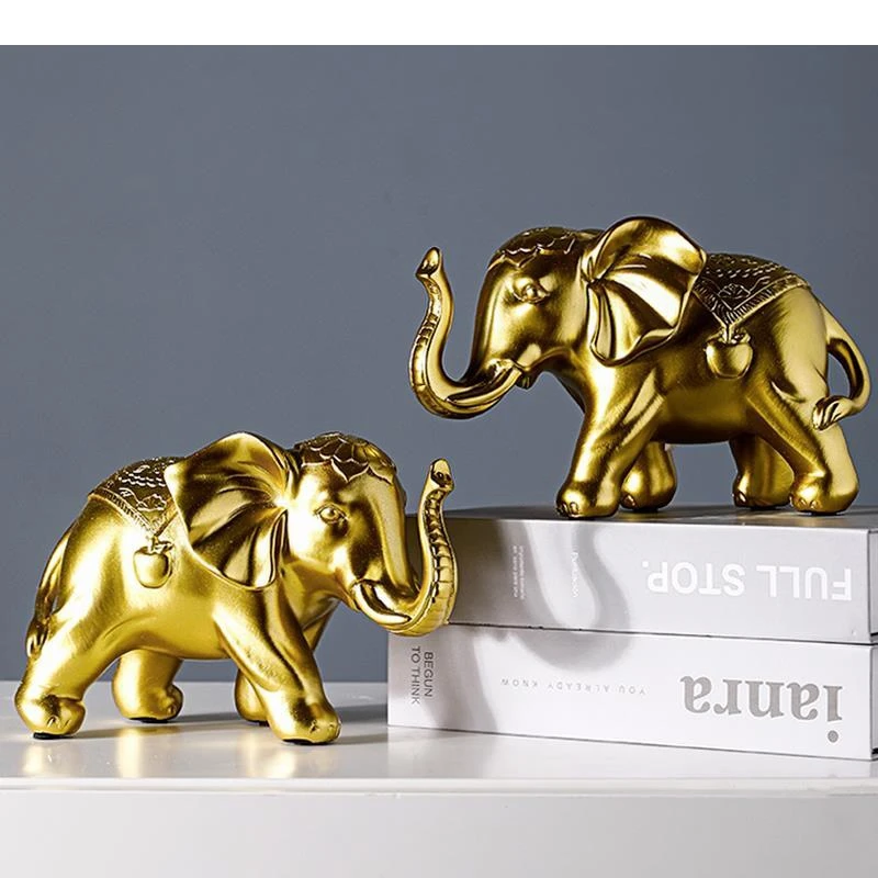 Moderne goldene Elefanten-Hirsch-Skulptur, Kunsthandwerk, Dekoration, Kunstharz, niedliche Tierstatue, Figuren, Geburtstagsgeschenk, Elch, Heimdekoration