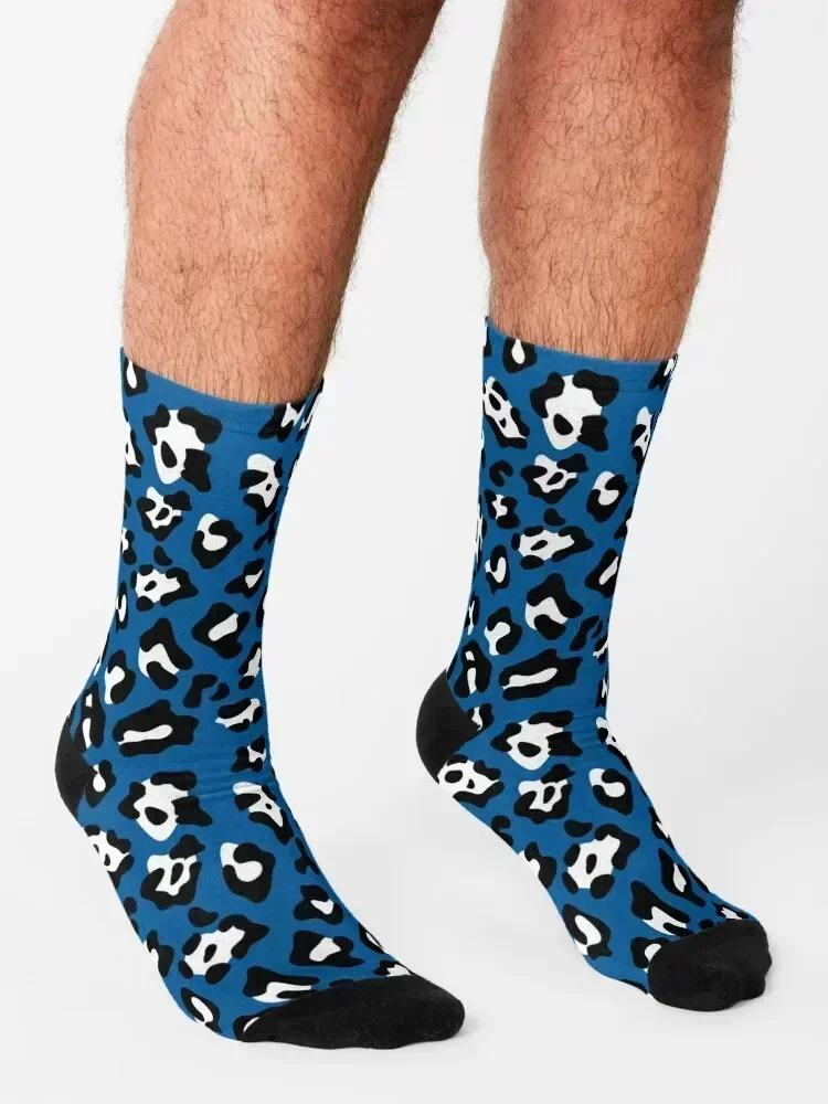 Blue Cheetah Print Socks snow Running Climbing sheer Women's Socks Men's