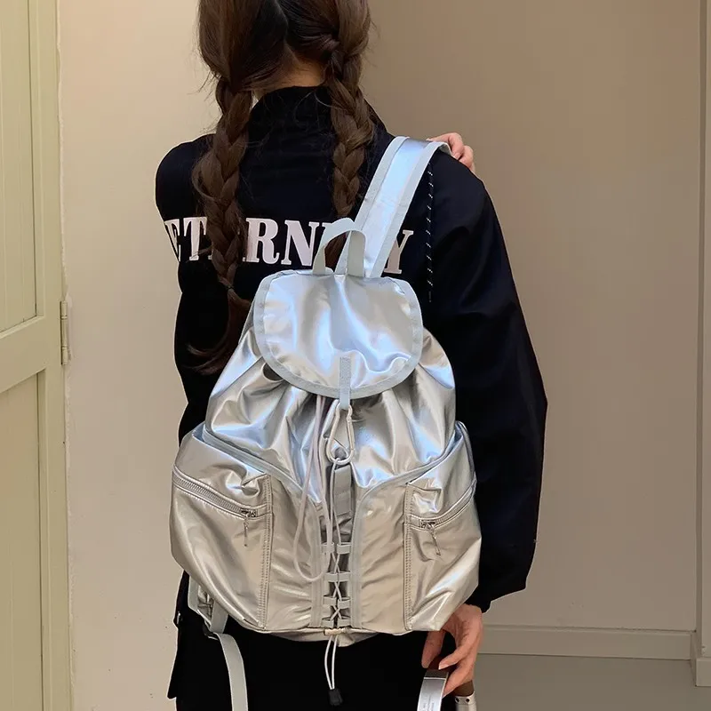

Silver Kids Backpacks for Girl Trendy Cute Backpack School Bags Class Bags for Girl Designer Bag Travel Backpacks Рюкзак Женский