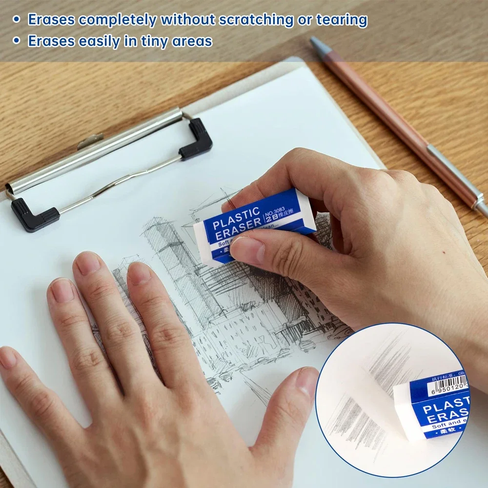 10-30Pcs Soft 2B Pencil Eraser PVC Plastic Rubber Eraser Sketches Paintings Fine Arts Eraser for School Office Drawing Sketches