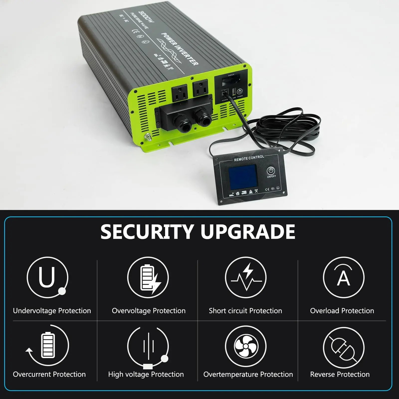 

3000W Pure Sine Wave Inverter 12V DC to 120V AC Converter for RV Camper