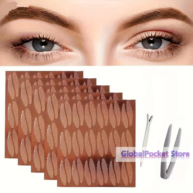 Lace Mesh Teardrop Shape Eyelid Paste-Shaped Invisible Double Fold Eyelid Shadow Tape Sticker Beauty Makeup Eyelid Tool 180pcs