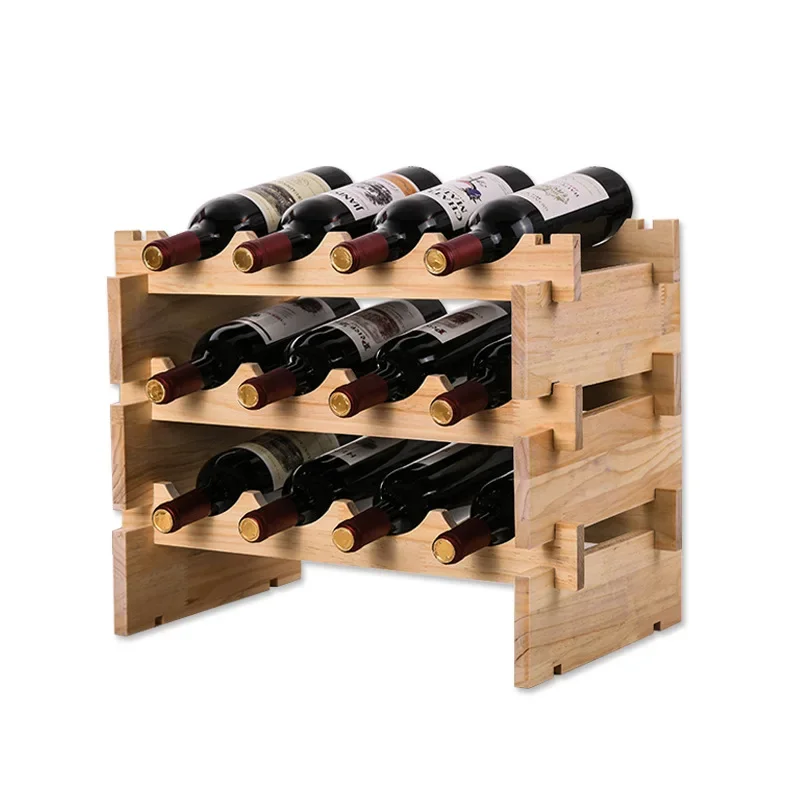 Estante de vino creativo europeo de una capa, estante de vino de madera maciza, colgante sin pared, nuevo estante de vino, accesorios de Bar DIY, barras para el hogar