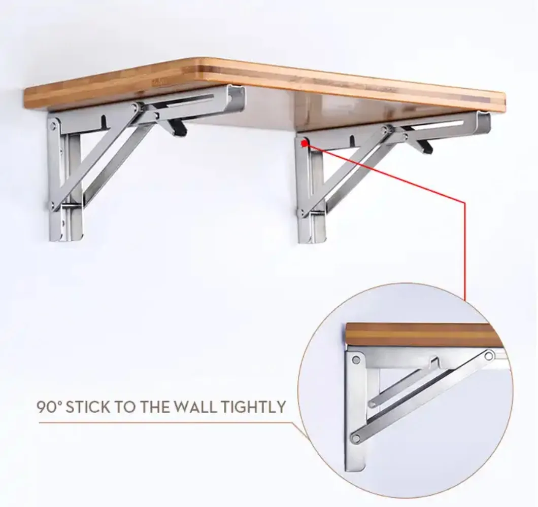 Estante de almacenamiento de pared para el hogar, estantería de tubería de hierro de montaje en ángulo en L, soporte plegable Triangular movible con resorte