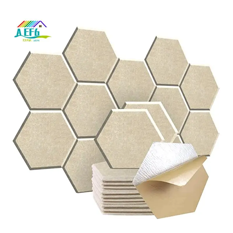 

AEF6-12 Piece Hexagonal Acoustic Panel, 12X10x 0.4Inch, Stylish Acoustic Walls For Home And Office (Light Camel Color)