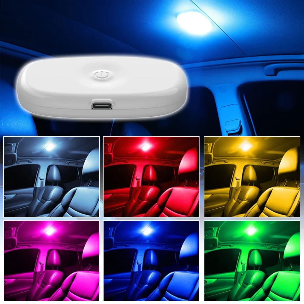 Car 8 LED Touch Ceiling Light Wall Reading Lamp Magnet Base Ceiling Light Ambient Mood Interior Trunk Light Inside