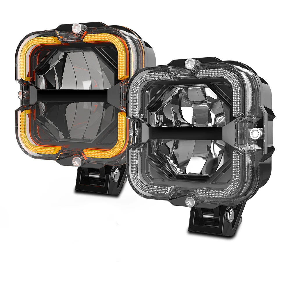 

12V 24V Led Driving Lights Spotlight White & Amber LED Sport Work Lamps For Truck Jeep Off Road SUV UTV ATV Headlamp