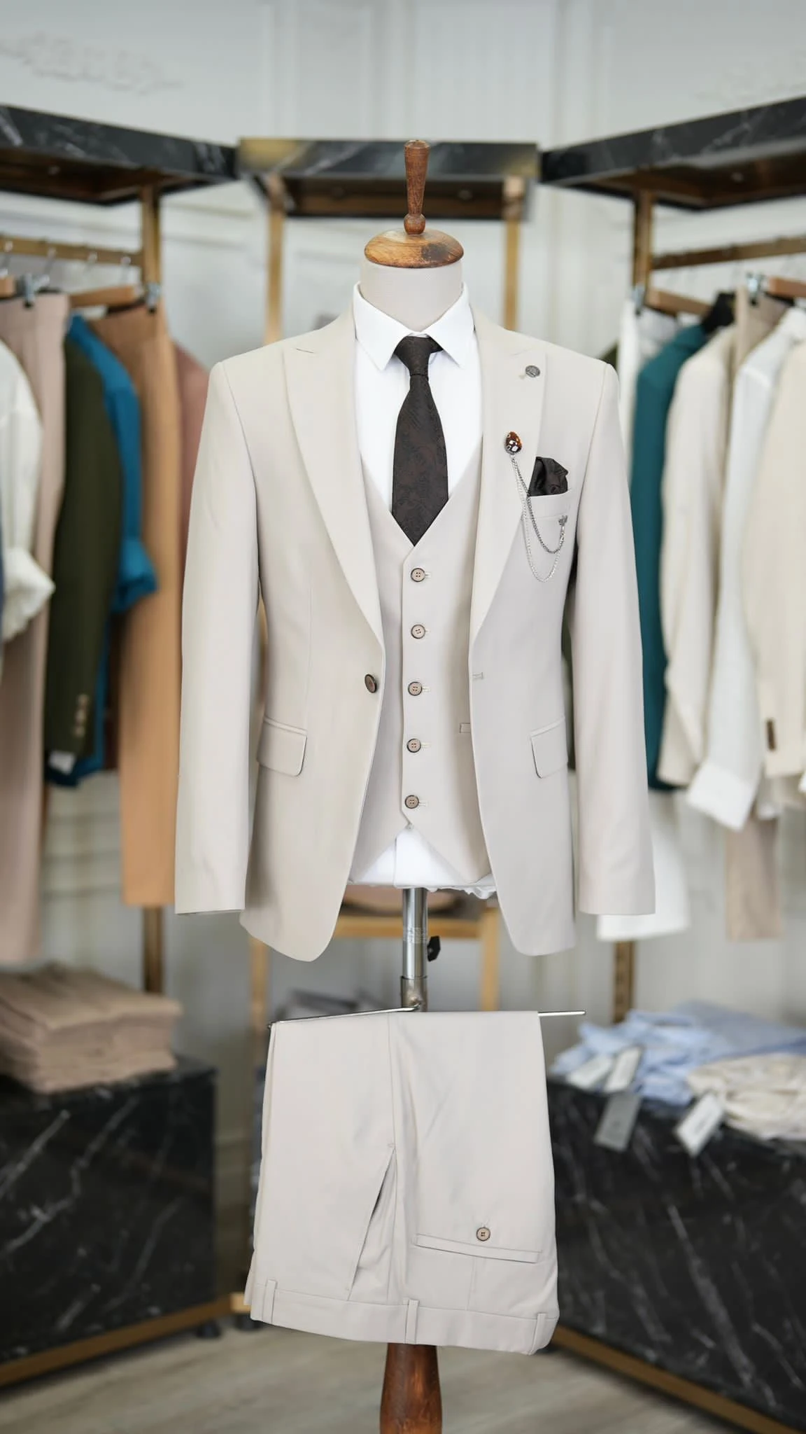 

New Men's Suit 3 Pieces Blazer Pants Single Solid Color Business Formal Work Wear Wedding Groom Plus Size Costume Homme