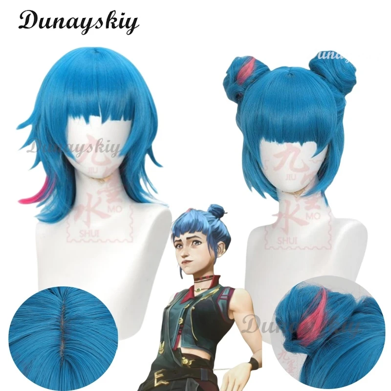 

Парик для косплея Arcane Season 2, Jinx, синие короткие волосы для женщин и мужчин, парик для ролевых игр на Хэллоуин LOL по индивидуальному заказу