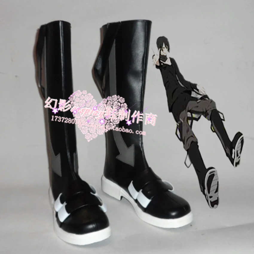 

Kagerou Project Konoha Cosplay Costume Shoes Black Handmade Faux Leather Boots Carnival Halloween Boots