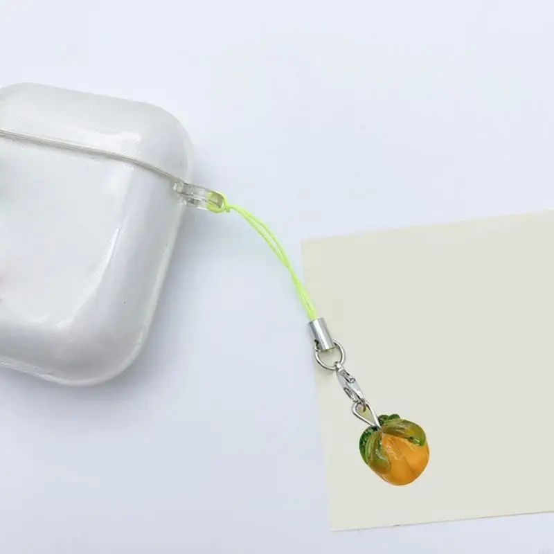 Colorful Resin Fruit Keychain Lanyard Wrist Strap Phone Chain Cell Phones String 