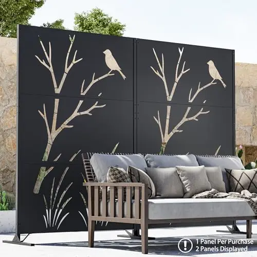 Modern Shade 4x6 FT Metal Privacy Screen with Artistic Modular Designs Decorative Patio Privacy Fence & Garden Divider view 2