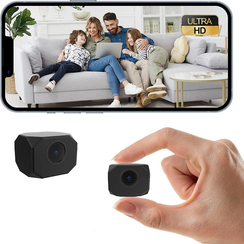 Câmera Mini 4K HD WiFi com Monitoramento Remoto via APP, Câmera de Vigilância Portátil e Leve para Casa Inteligente