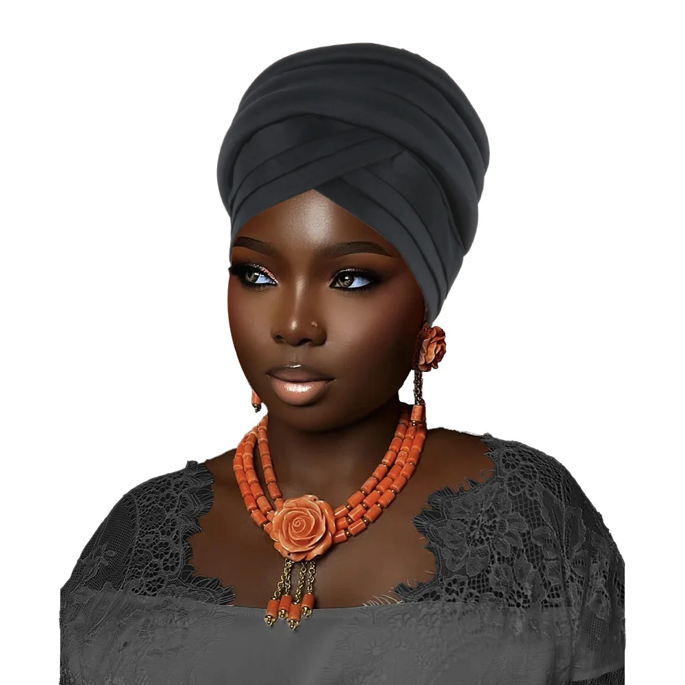 

Готовая шапка-тюрбан для женщин, капот, хиджаб, африканский авто геле, повязка на голову, нигерийская повязка на голову, свадебный головной убор для вечеринки, головные уборы